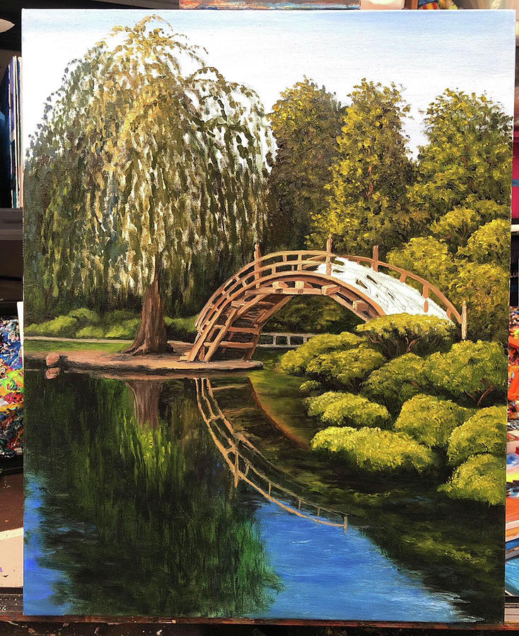 Japanese Garden WIP 3 Painting by Darice Machel McGuire
