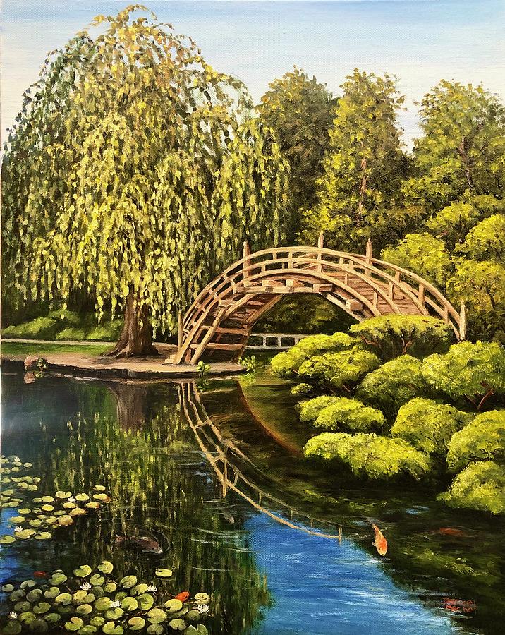 Japanese garden WIP 5 Painting by Darice Machel McGuire