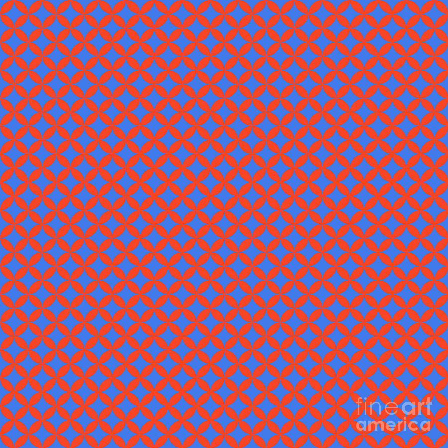 Japanese Inverted Shippo Pattern In Red Orange And True Blue N.1248 Painting