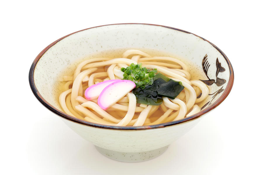 Japanese Kake udon noodles in a ceramic bowl Photograph by Akiyoko