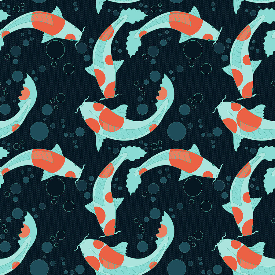 Seamless Pattern Japanese Koi Fish Pond Stock Vector, 53% OFF