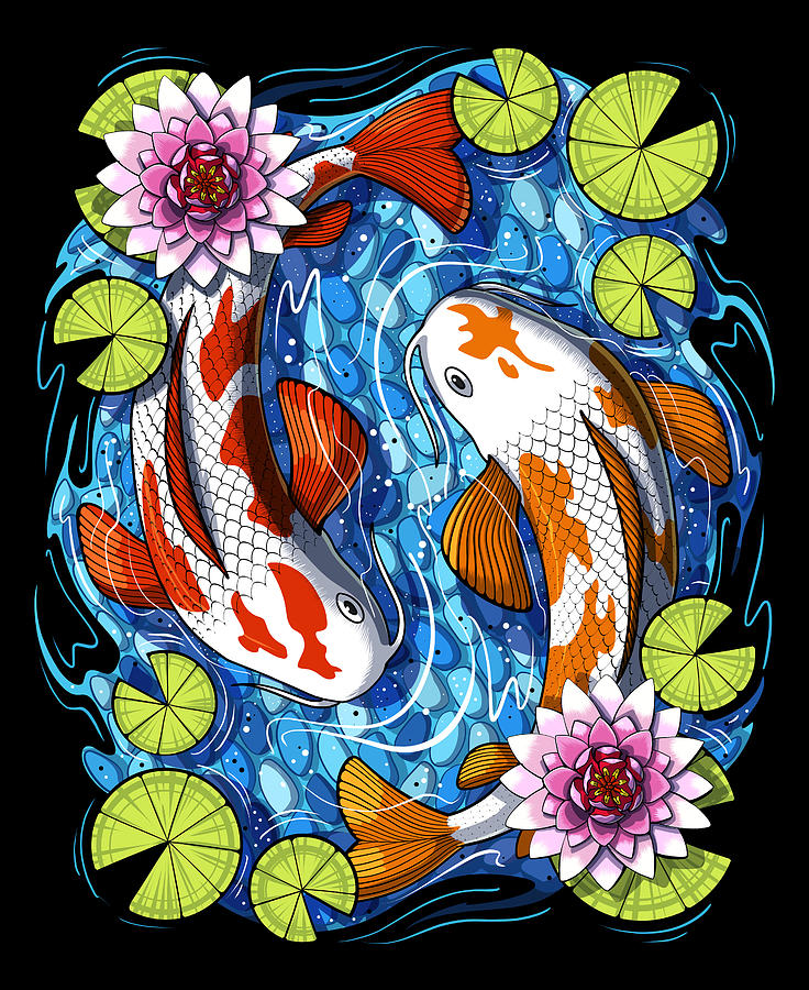Nature Digital Art - Japanese Koi Fish by Nikolay Todorov