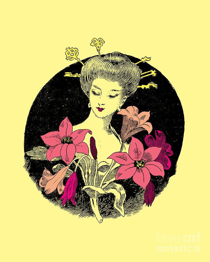 Flower Digital Art - Japanese Lady Portrait by Madame Memento