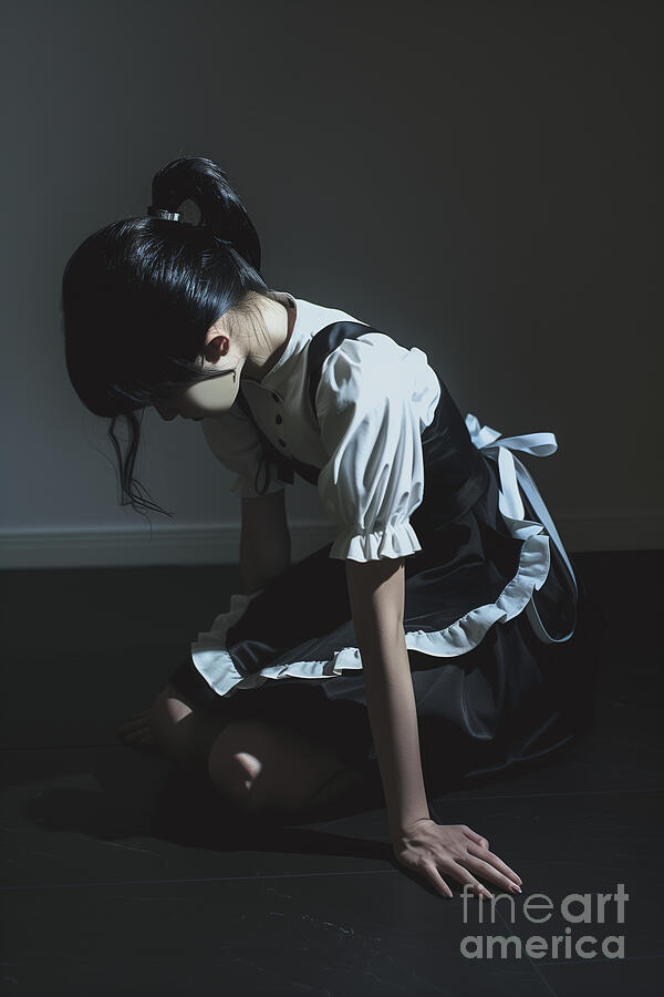 Girl Digital Art - Japanese Maid 2 by Claire Beckett