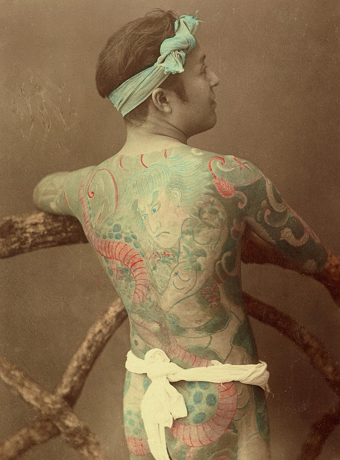 Japanese Man with Tattoos Painting by Unknown