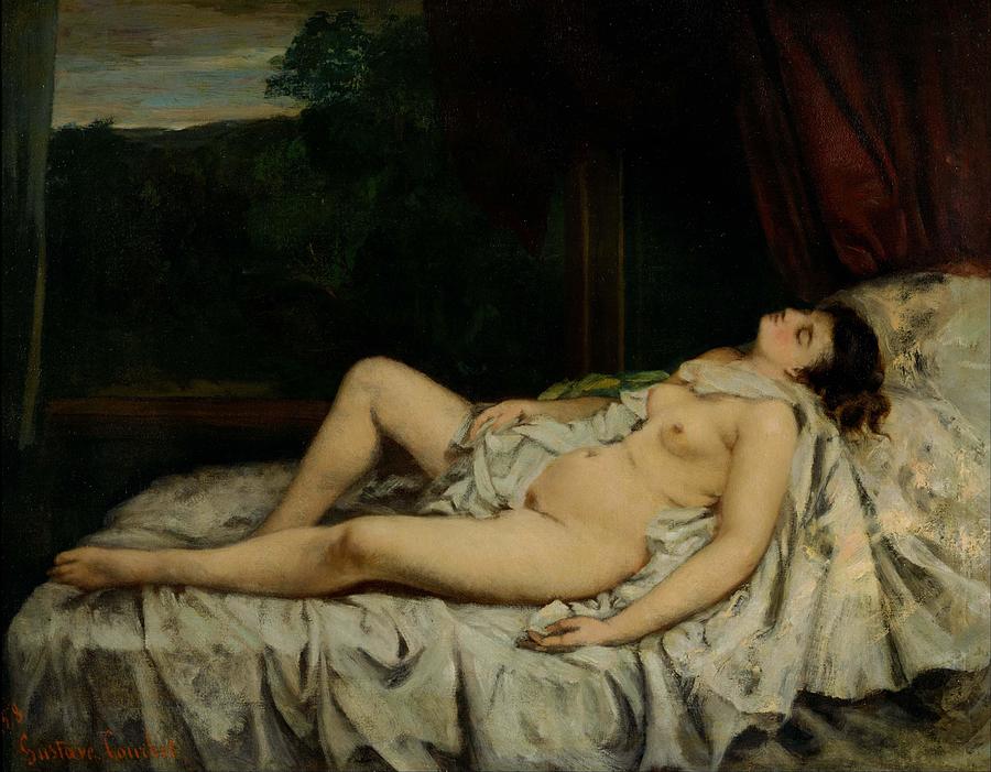 Nude Painting - Sleeping Nude by Gustave Courbet