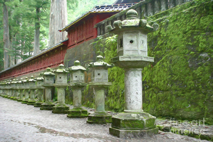 Japanese Lanterns Digital Art - Japanese row of lanterns by Susanne Arens Japanese Lanterns Digital Art - Japanese row of lanterns by Susanne Arens
