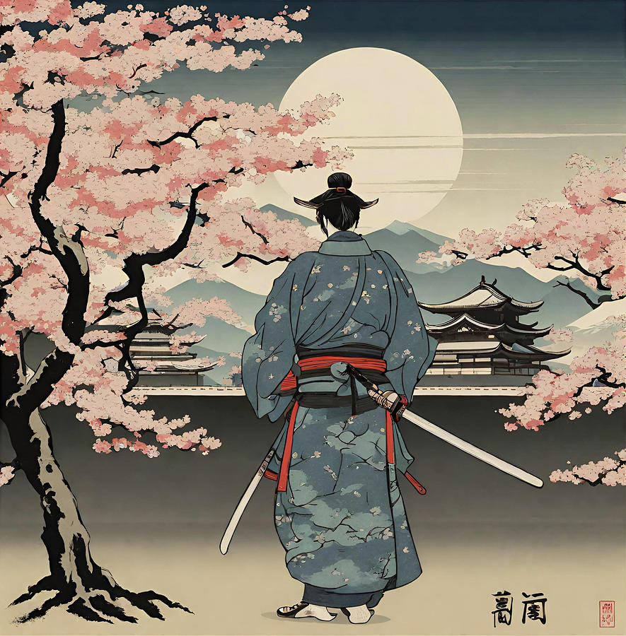 Hokusai Digital Art - Japanese Samurai by Jack Rey Locsin