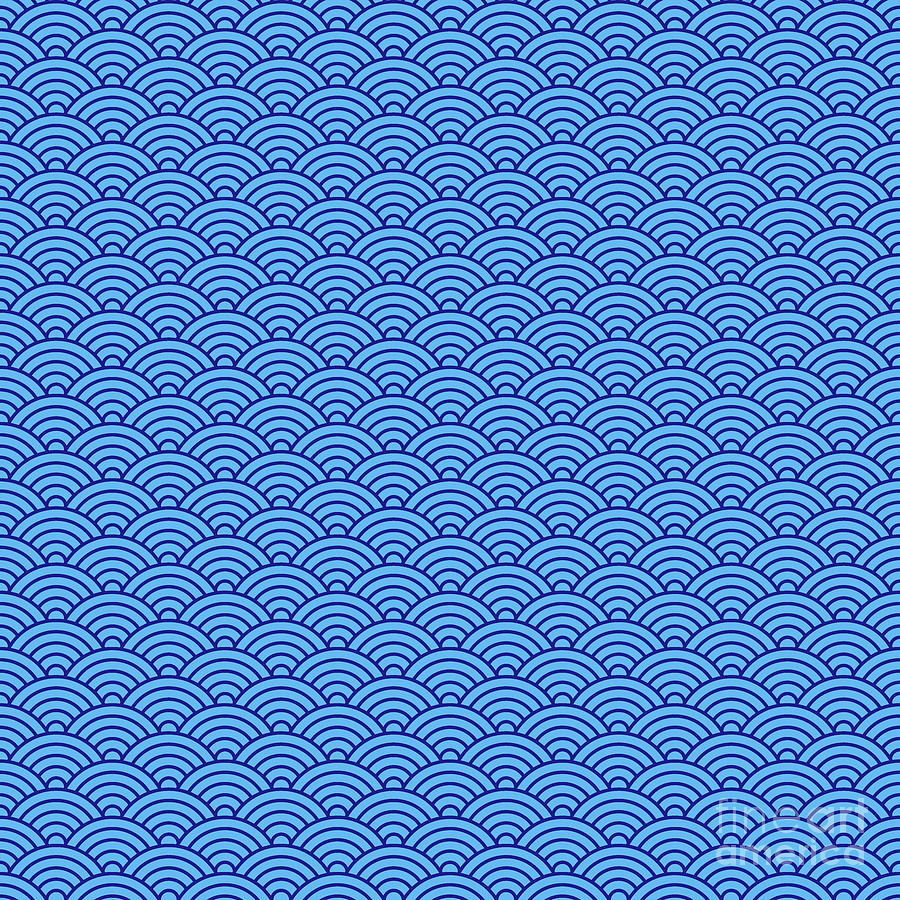 Japanese Seigaiha Pattern In Summer Sky And Ultramarine Blue N.1240 Painting