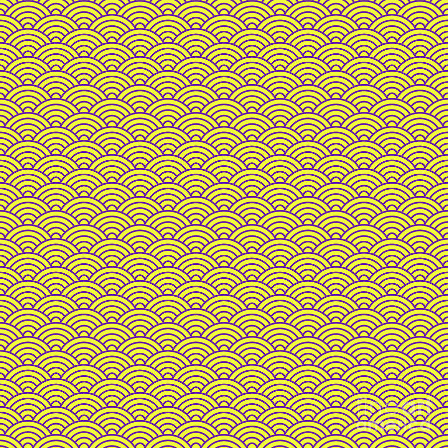 Japanese Seigaiha Pattern In Sunny Yellow And Iris Purple N.1076 Painting