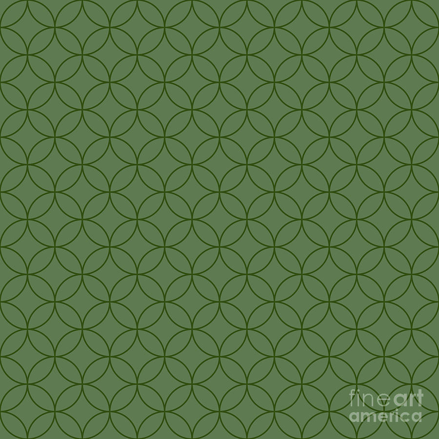 Japanese Shippo Circle Pattern In Cactus And Dark Olive Green n.1189 ...