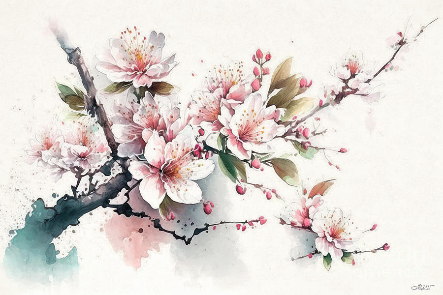Japanese Spring Digital Art by Jutta Maria Pusl