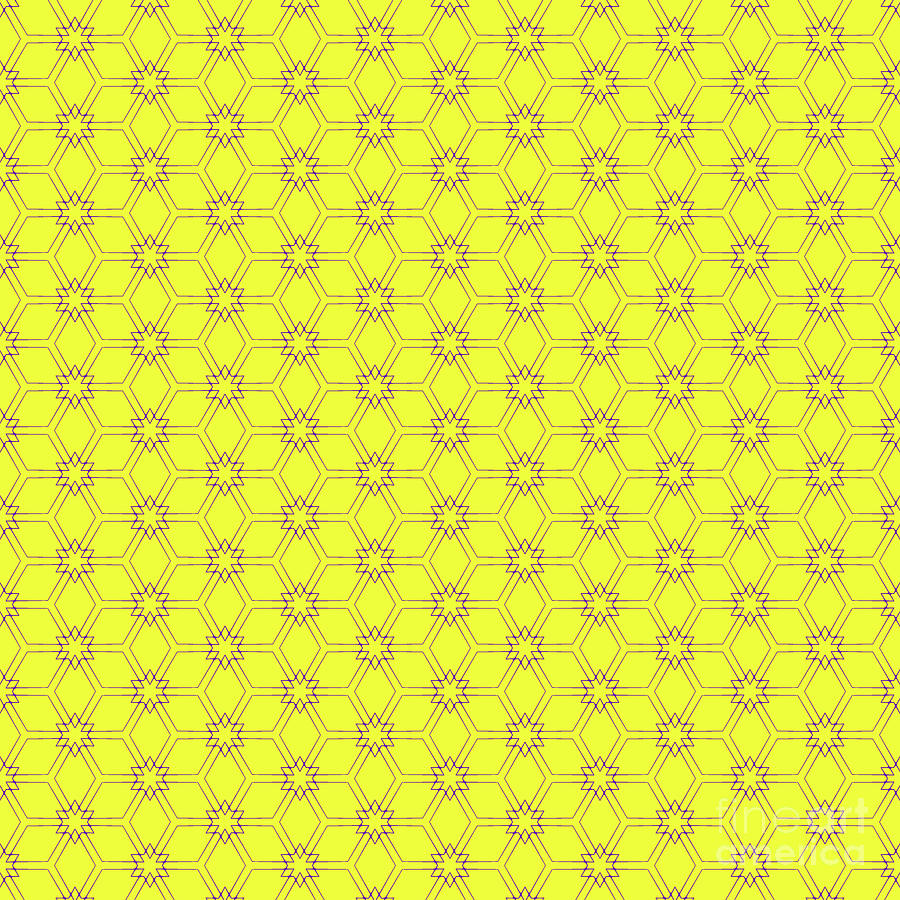 Japanese Star In Isometric Cube Pattern In Sunny Yellow And Iris Purple N.1612 Painting