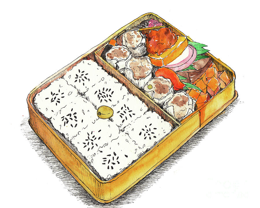 Japanese style bento lunch box Drawing by Kana Hata Fine Art America