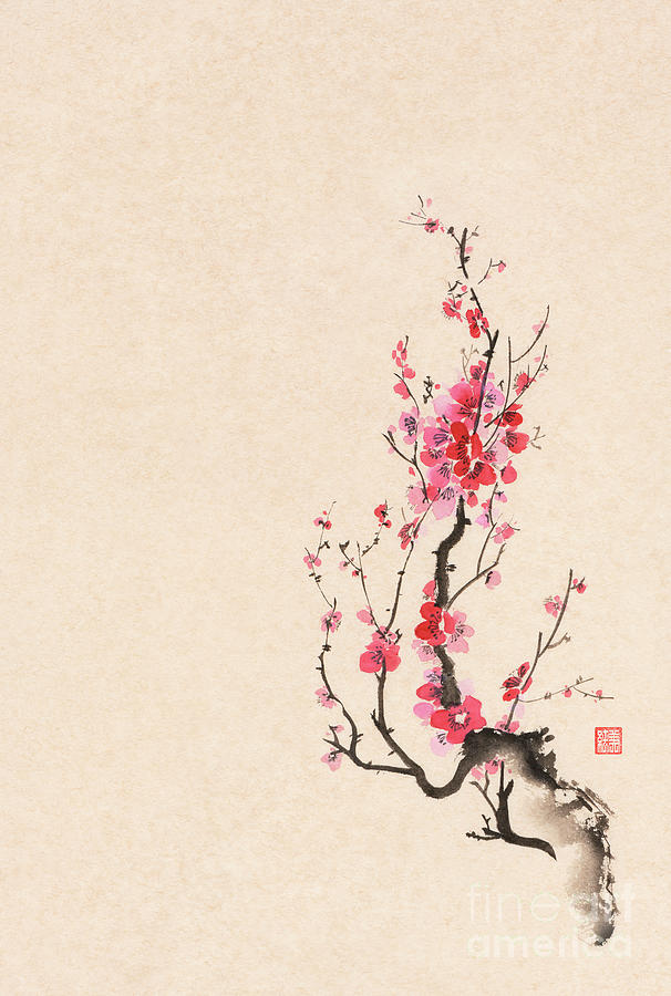 Image Of Fine Art Illustration Of Sakura Iconic Cherry Blossom