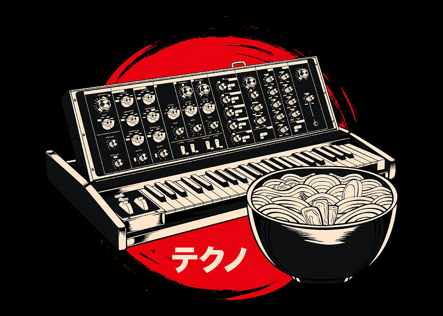 Japanese Synthesizer Ramen Poster Painting by Samuel Roxanne Fine Art