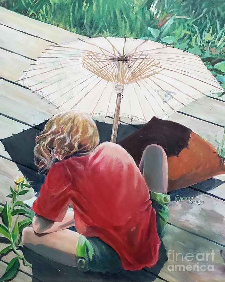 Japanese Umbrella Painting by Merana Cadorette