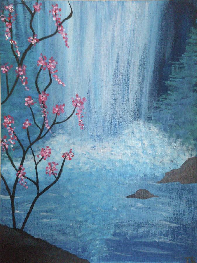 Japanese Waterfall Painting by Natisha Gordon - Fine Art America