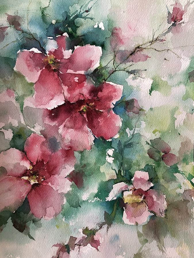 Japonicas Grace Painting by Robin Miller-Bookhout - Fine Art America
