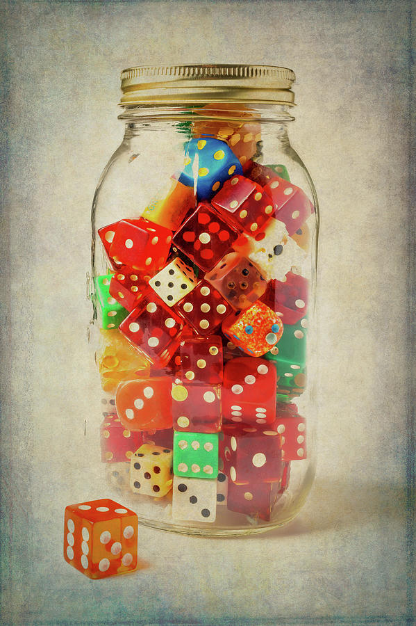 Jar Full Of Dice Textured Photograph by Garry Gay