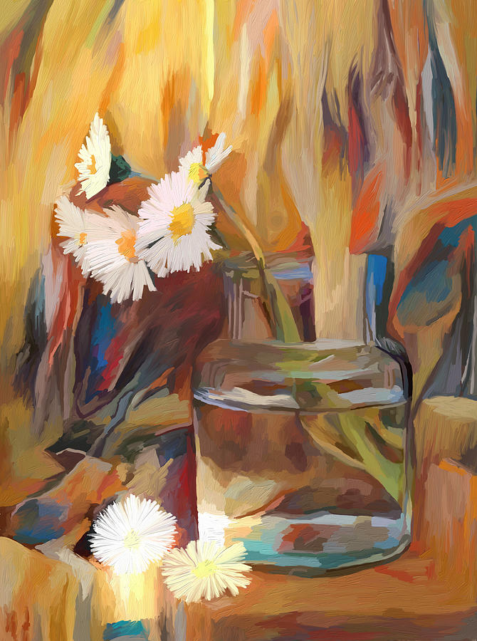 Jar of Daisies 2 Mixed Media by Ann Leech