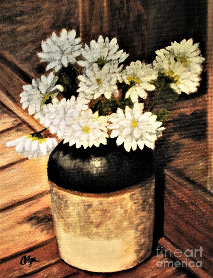 Jar with Flowers Painting by Olga Silverman