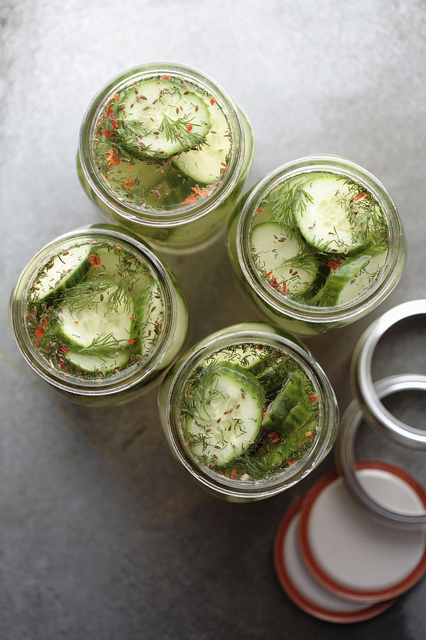 Jars of pickled cucumbers Photograph by John Block