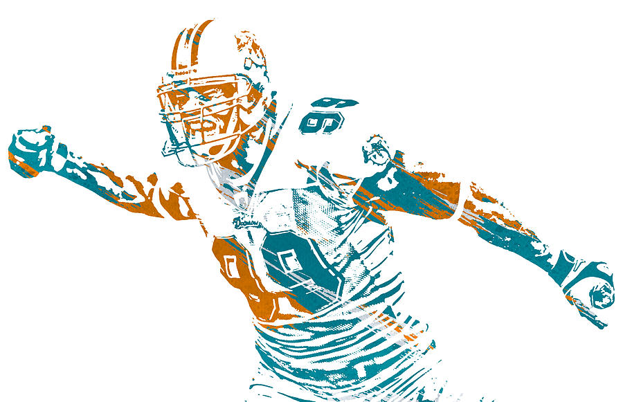 Jason Taylor Miami Dolphins Strokes Pixel Art 1 Mixed Media by Joe Hamilton  - Pixels