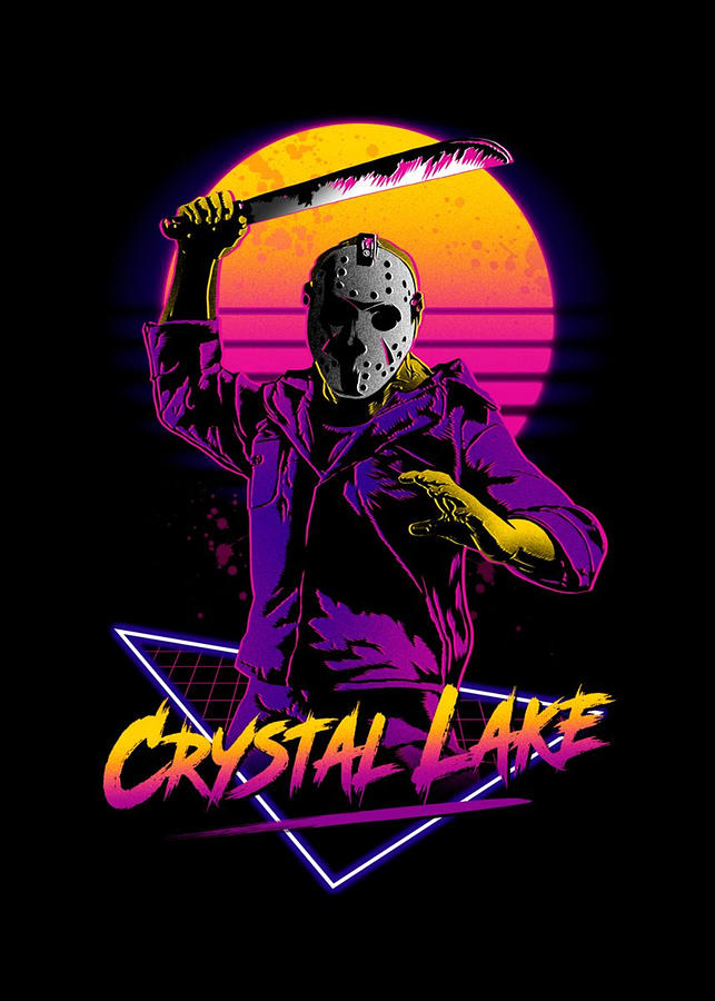 Miami Vice Neon Pink Blue Rave Jason Voorhees Friday the 13th 