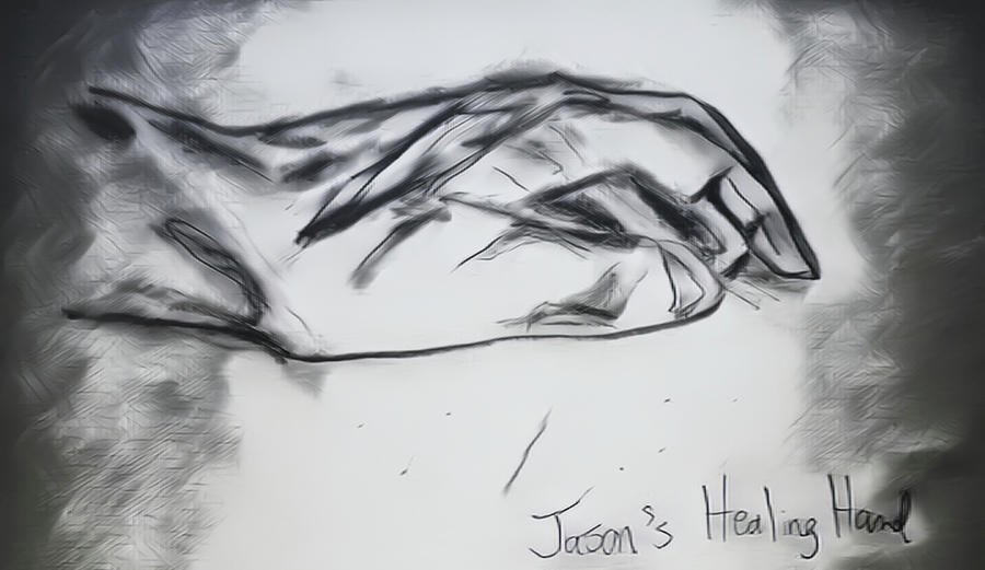 Jasons Healing Hand Drawing by Christina Knight