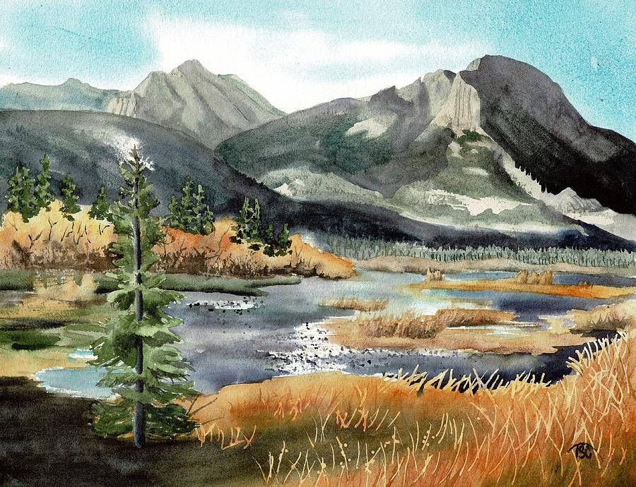 Jasper Lake in Autumn Painting by Tammy Crawford