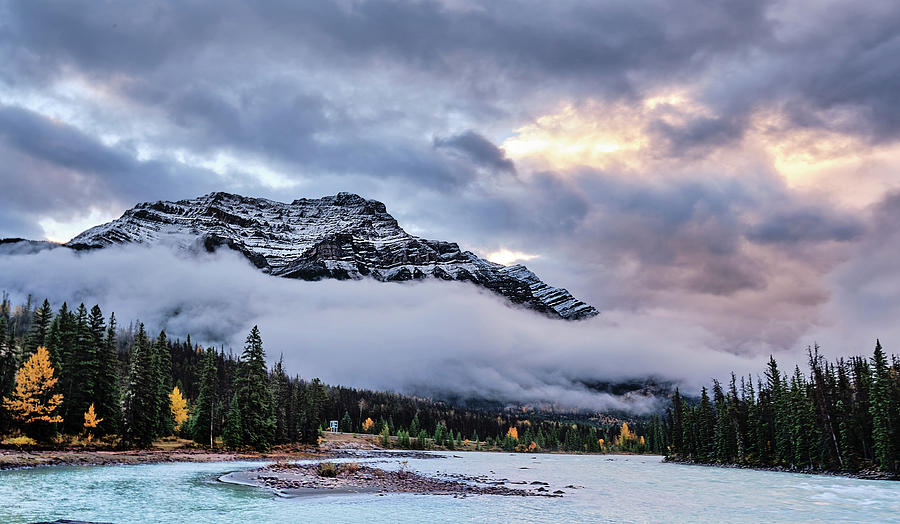 Jasper Mountain In The Clouds Photograph by Carl Marceau