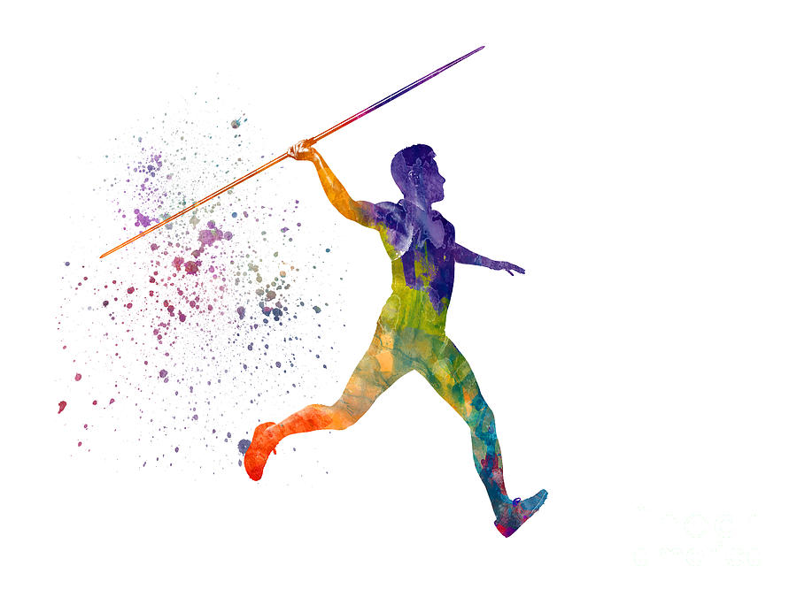 Javelin throw in watercolor Painting by Pablo Romero