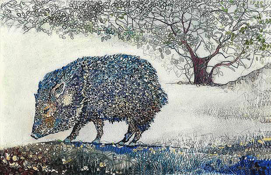 Javelina in the Manzanita Painting by Janice Hoyt - Fine Art America