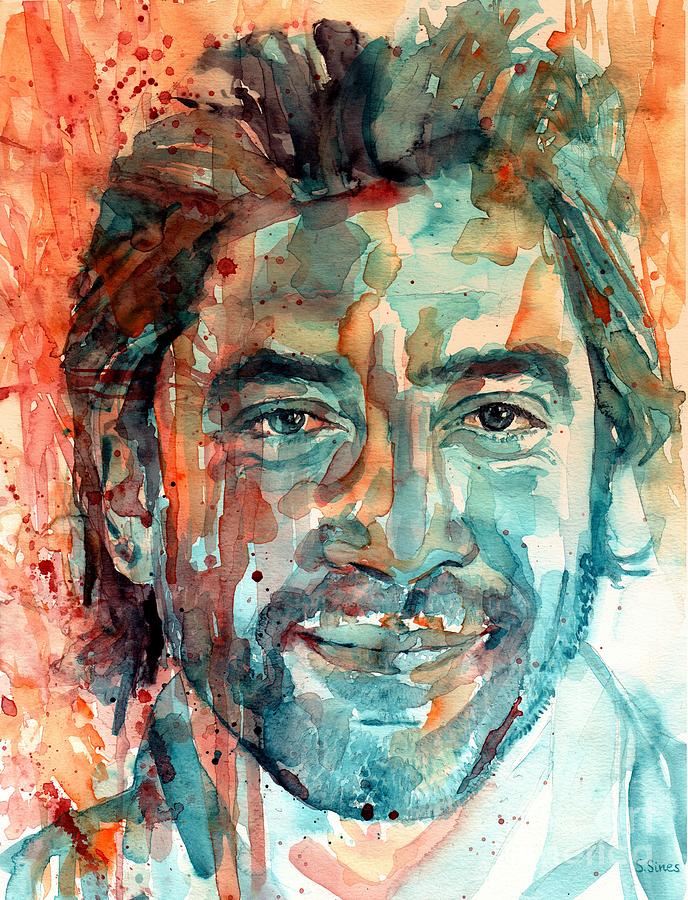 No Country For Old Men Painting - Javier Bardem Portrait by Suzann Sines