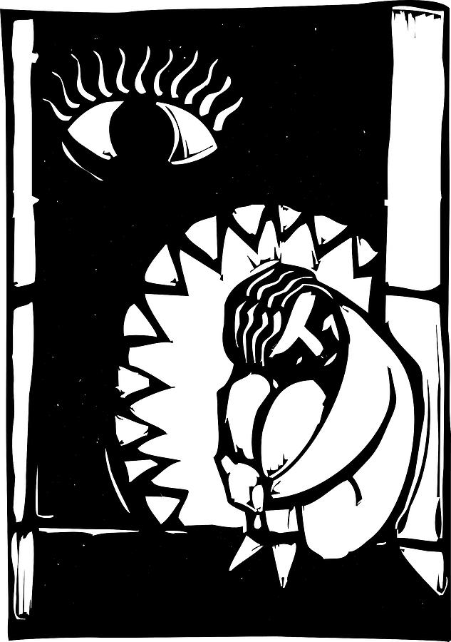 Jaws of Depression Drawing by Jeffrey Thompson