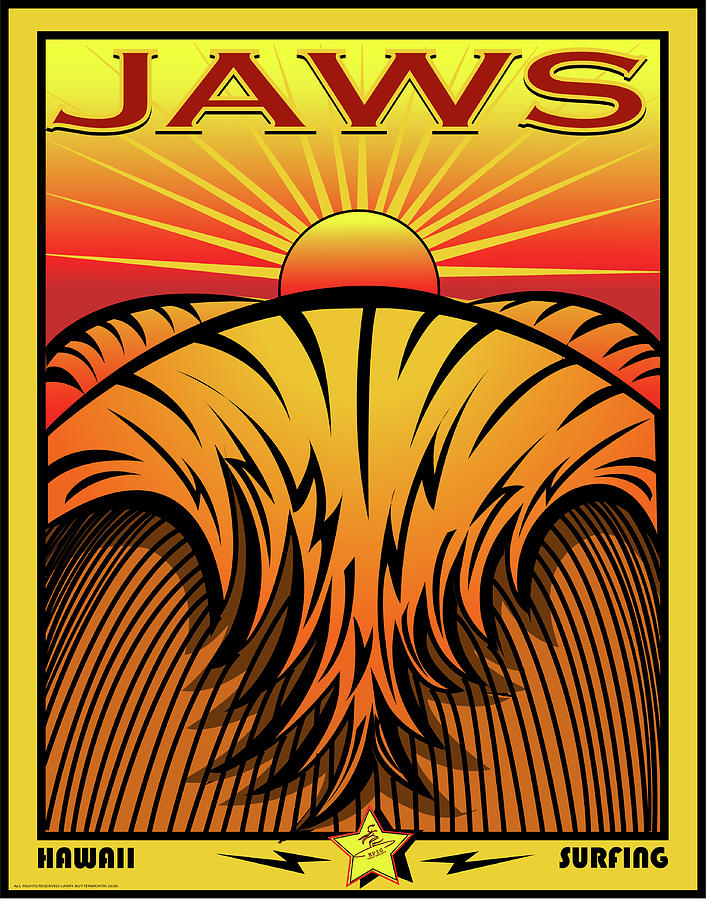 Jaws Surfing Hawaii Digital Art by Larry Butterworth