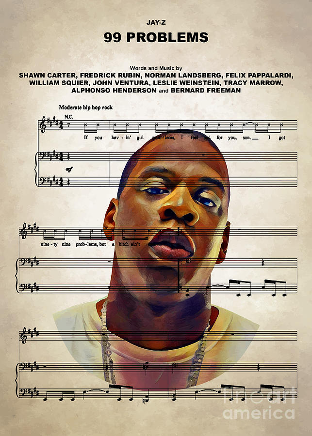 Music Digital Art - Jay-Z - 99 Problems by Bo Kev