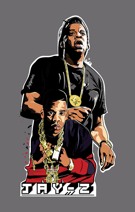 Jay-Z T Shirt, Jay-Z Black and White Digital Illustration, 90s Hip