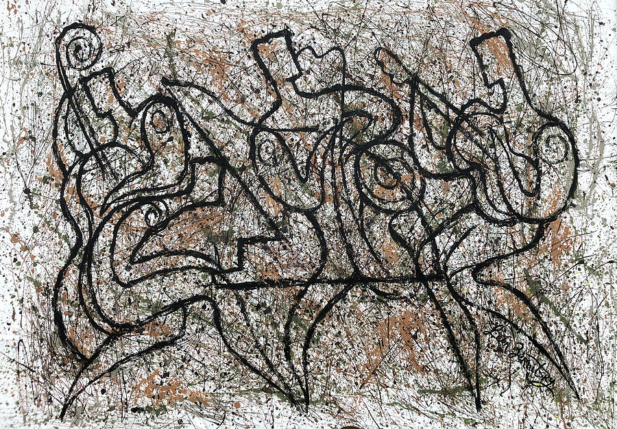 Jazz and Jackson Pollock Rhythm2 Painting by Leon Zernitsky