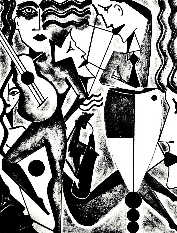 Music Drawing - Jazz Art No.111 by Bodo Vespaciano Music Drawing - Jazz Art No.111 by Bodo Vespaciano