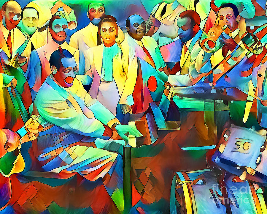 Jazz Band of The Roaring 1920s Duke Ellington in Contemporary Vibrant Painterly Colors 20200516v4 Photograph by Wingsdomain Art and Photography
