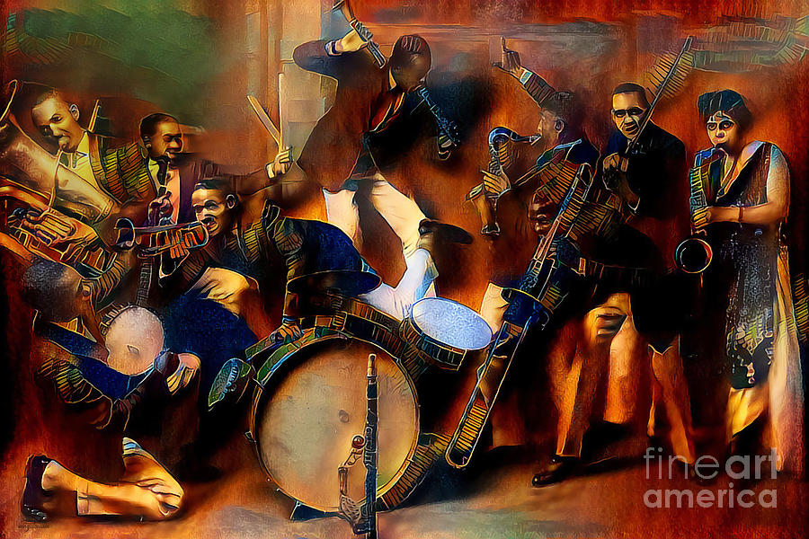 Jazz Band of The Roaring 1920s in Nostalgic Painterly Colors 20200514 Photograph by Wingsdomain Art and Photography