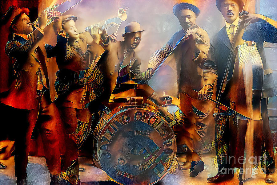 Jazz Band of The Roaring 1920s in Nostalgic Painterly Colors 20200514v2a Photograph by Wingsdomain Art and Photography
