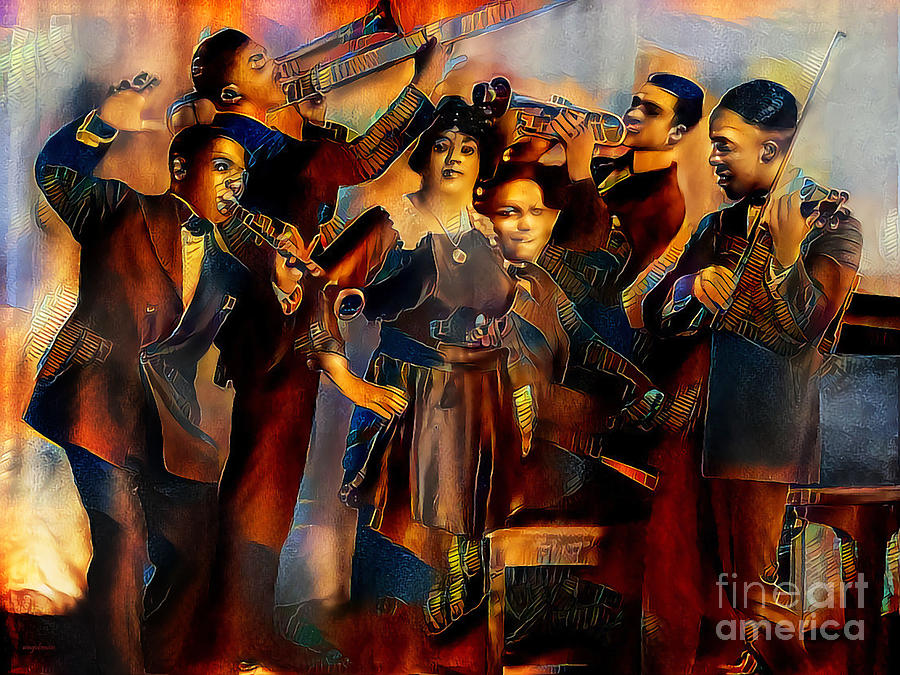 Jazz Band of The Roaring 1920s in Nostalgic Painterly Colors 20200514v3 Photograph by Wingsdomain Art and Photography