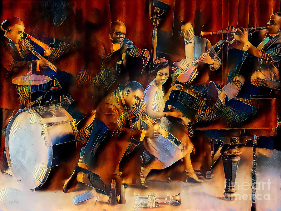 Jazz Band of The Roaring 1920s in Nostalgic Painterly Colors 20200514v4 Photograph by Wingsdomain Art and Photography