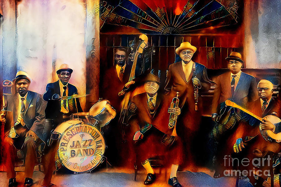 Jazz Band of The Roaring 1920s in Nostalgic Painterly Colors 20200514v5 Photograph by Wingsdomain Art and Photography
