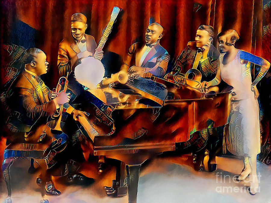 Jazz Band of The Roaring 1920s Louis Armstrong in Nostalgic Painterly Colors 20200514v7 Photograph by Wingsdomain Art and Photography