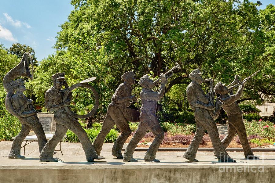 Jazz, brass band statue at Louis Armstrong Park New Orleans, Louisiana, USA Photograph by Patricia Hofmeester