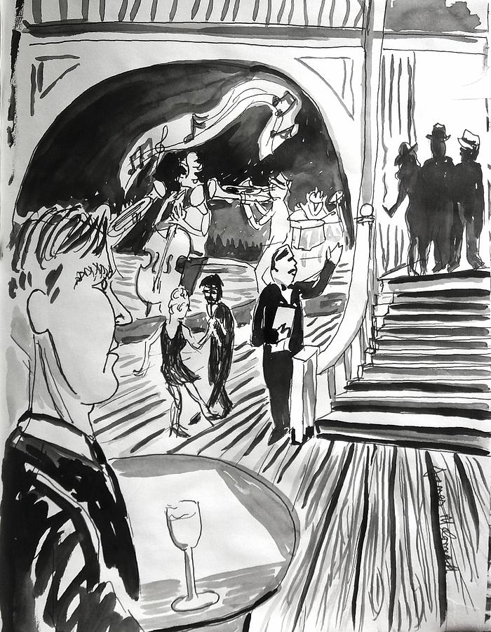 Jazz Club Arrival Drawing by James McCormack